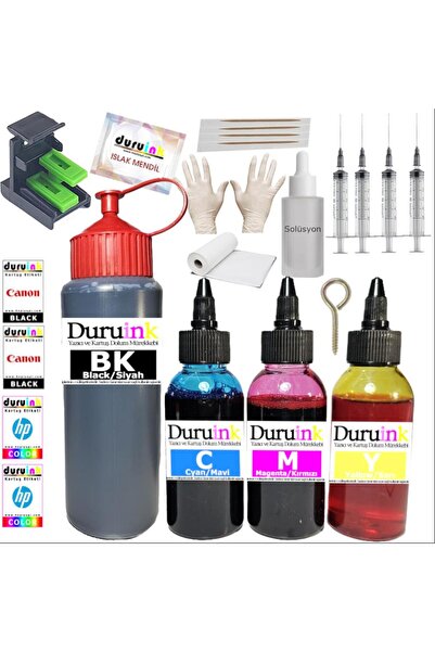 Duruink HP DESKJET 2800 2878 2876 (653) KARTUŞ  DOLUM SETİ 500ML SİYAH+3X100ML