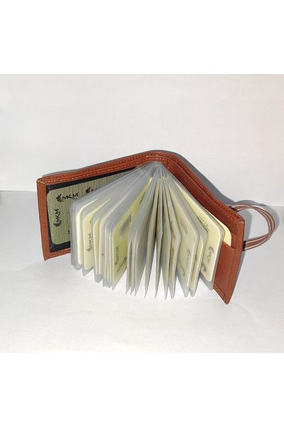 firdevsi hobi real leather horizontal elastic transparent card holder wallet