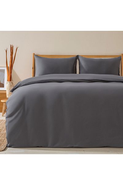 Chakra Alana Duvet Cover Set Double Size 200x220 cm Dark Grey