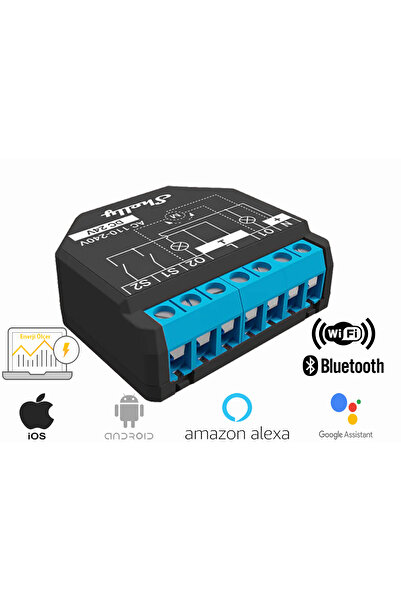 Teknoroket Shelly Plus 2PM 2 Kanallı Enerji Ölçer Akıllı Ev Anahtarı - Wifi &...
