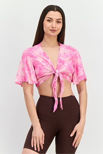 New Look بلوزة نسائية للشاطئ بصبغة التعادل، باللون الوردي