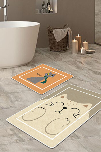 Filamente قطعتان من سجادة الحمام القابلة للغسل مع قاعدة مضادة للانزلاق - 60*1...