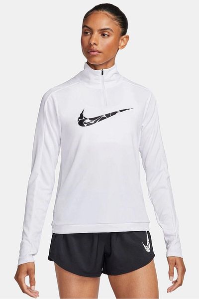 Nike Dri Fit Big Swoosh 1/4 Zip Training Running Sweatshirt Running Training Sweatshirt White