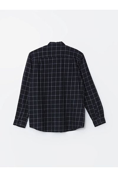 LC Waikiki Southblue Navy Blue Regular Fit Long Sleeve Plaid Men's Lumberjack Shirt
