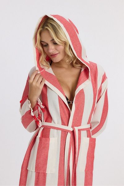 Mulberry Striped Peshtemal Bathrobe Bath and Beach Dress