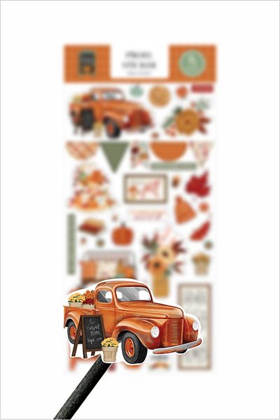 Piksel Grafik Orange Autumn Themed Leaf Sticker