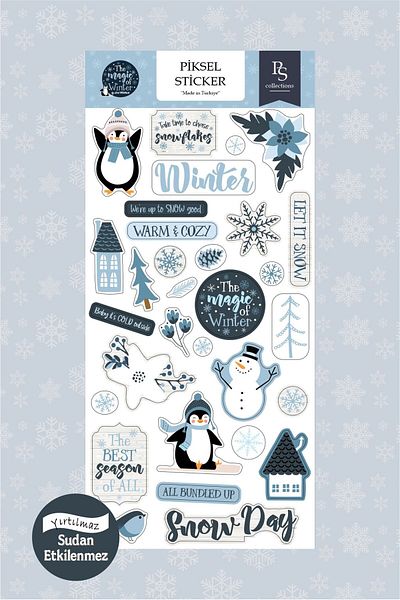 Piksel Grafik Winter Magik Labels - Winter Sticker