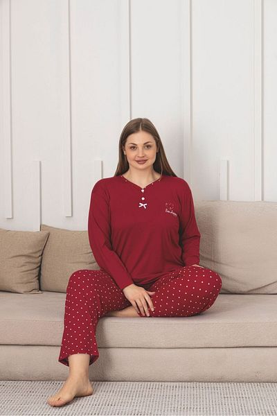 Asel Plus Size Bamboo Ultrasoft Patterned Pajamas Set