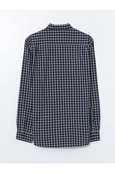 LC Waikiki Southblue Regular Fit Long Sleeve Plaid Gabardine Men's Shirt