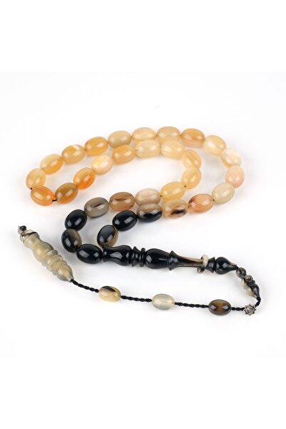 LapisDo Koç Boynuzu Beyzi Kesim 9.5x13mm Tesbih -  Açık Koyu Kahve