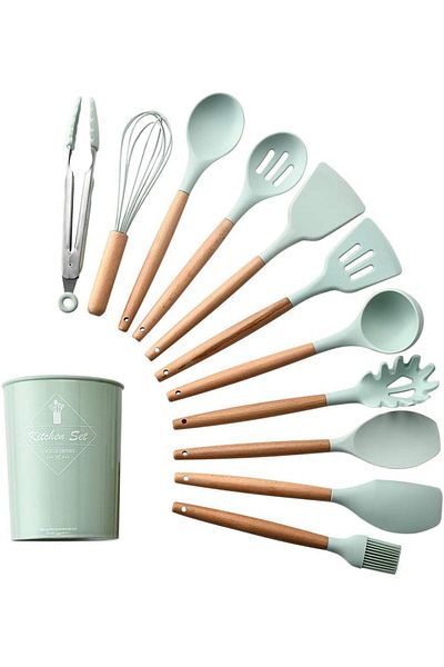 12pcs Kitchenware Silicone Heat Resistant Cooking Utensils Set, Non-Stick Baking Tools