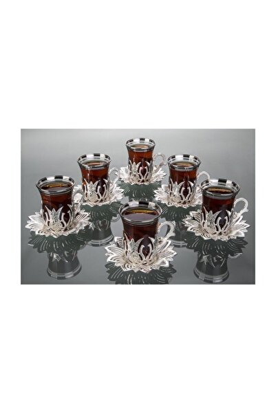 Genel Markalar Çay Seti 6 Kişilik Gümüş Renk 18 Parça Gümüş