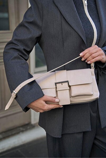 Madamra Geantă de mână și de umăr acoperită de damă bej