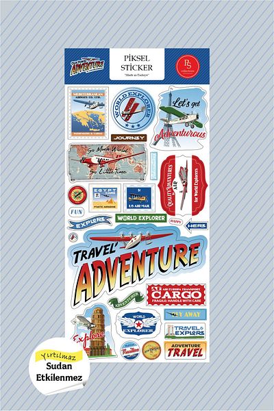 Piksel Grafik Advanture Travel Sticker, Travel Labels 1