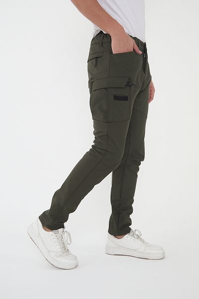 Camp Scoutland Pantaloni tactici kaki pentru bărbați de iarnă Camp592 Softshell, rezistenți la apă și vânt, cu fleece în interior