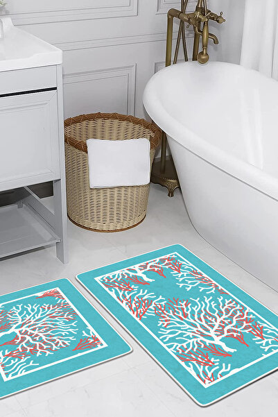 Filamente قطعتان من سجادة الحمام القابلة للغسل مع قاعدة مضادة للانزلاق - 60*1...