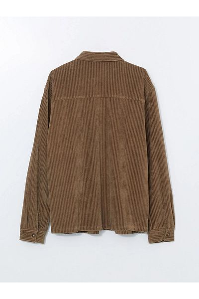 LC Waikiki Xside Brown Casual Fit Long Sleeve Corduroy Men's Shirt