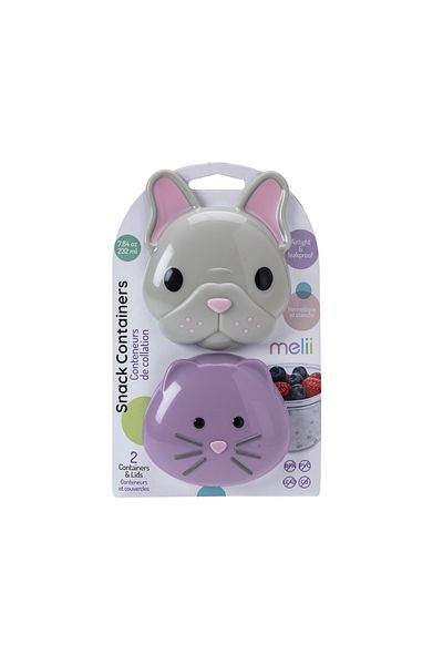 Melii Set 2 Recipiente Hrana Bebe, , Model Bulldog&cat