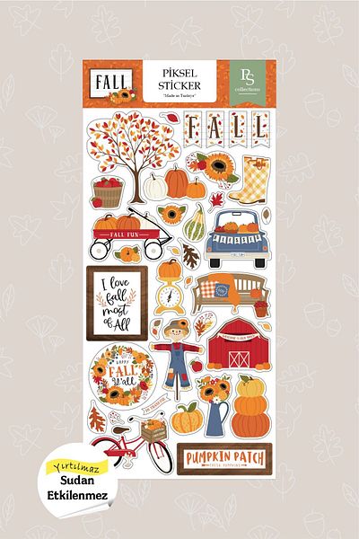 Piksel Grafik Autumn Labels, Love Autumn Sticker