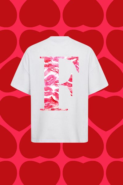 Dupe Design Μπλουζάκι Unisex μεγάλου μεγέθους με τυπωμένο γράμμα F Letter Kiss