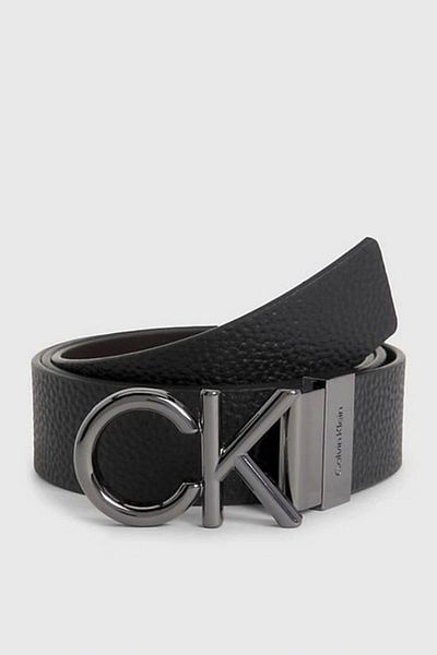 Calvin Klein Men's Black Leather Belt - Casual, Brand Logo, K50K 510948 -Bax