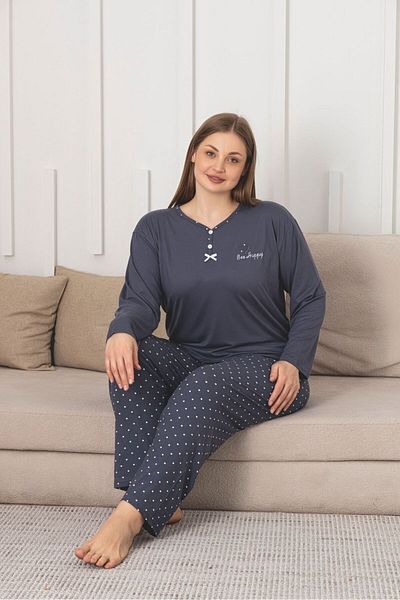 Asel Plus Size Bamboo Ultrasoft Patterned Pajamas Set