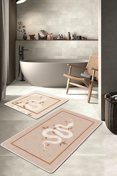 Filamente 2-Piece Non-Slip Based Washable Bath Mat - 60*100 cm and 50*60 cm