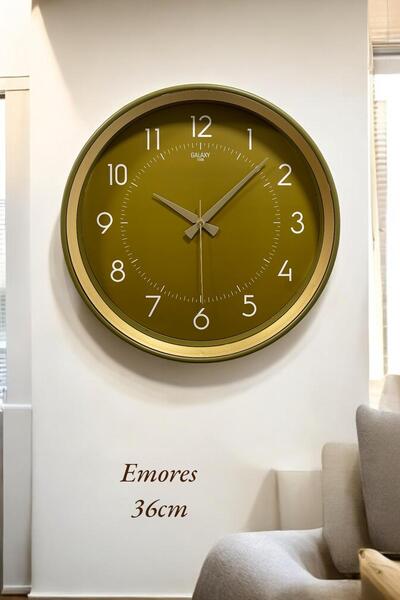 EMORES 36 cm Dekoratif Gerçek Cam  Sessiz Mekanizma Duvar Saati