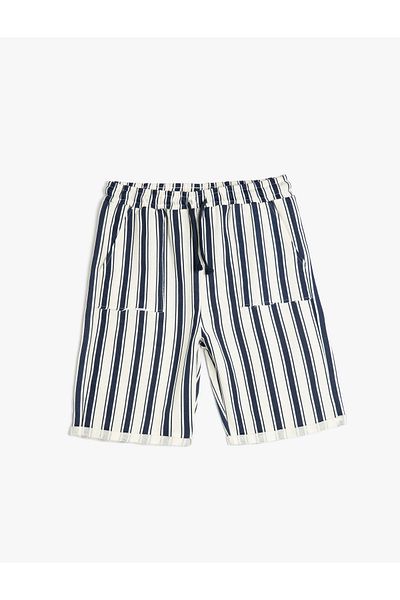 Koton Cotton Short Leg Striped Shorts