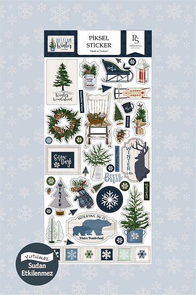 Piksel Grafik Hello Winter Themed Sticker, Welcome Winter Sticker