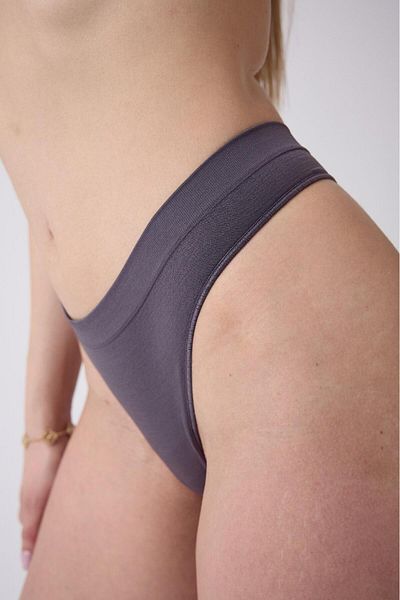 MİSTİRİK Navelli Model String Panties Plain Patternless Plain Soft Fabric String Panties Dark Gray Color