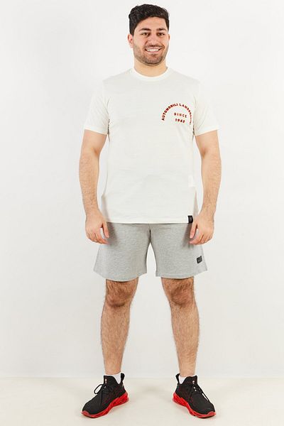 Lamborghini Men Crew Neck Short Sleeves Embossed Graphic T-shirt, White