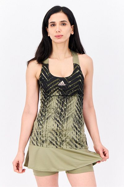 adidas Women 2 Pieces Sportswear Fit Tennis Dress And Short Set, Olive