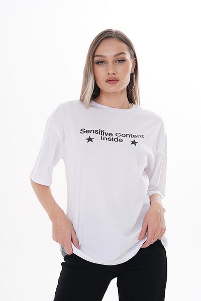 ŞİMAL Дамска тениска с щампа и детайлно деколте, голям размер, 250100 -