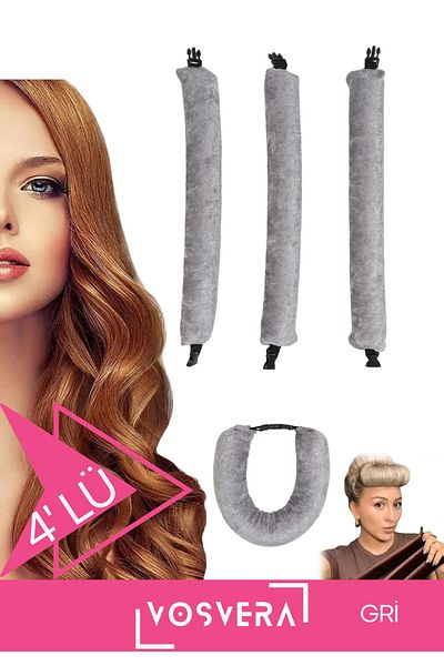 vosvera Velvet Hair Styler - Σάλτσα για μπούκλες μαλλιών χωρίς θερμότητα 4 συσκευασιών