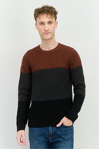 Sorbino Men Crew Neck Colorblock Sweater, Black