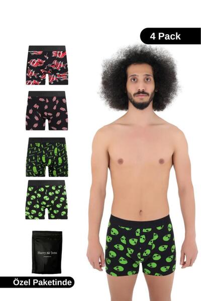 Harry Jons Boxeri din bumbac colorați cu modele pentru bărbați, pachet de 4