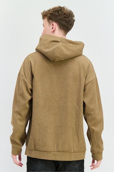 Members Only Men Hooded Rib Long Sleeves Sweatshirt, Tan