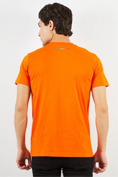 Lamborghini Men Crew Neck Short Sleeves Brand Logo T-Shirt, Orange