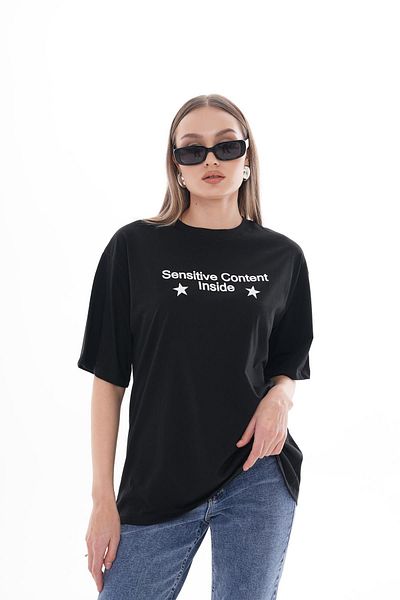 ŞİMAL Women's Print Detailed Crew Neck Oversize T-Shirt 250100   -