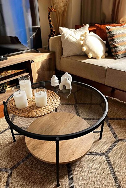 Evnalia Nordic Orta Sehpa Temperli Cam 75 cm Demonte Çizilmez Kırılmaz Metal ...