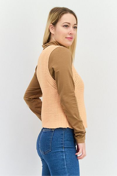 Royalty Women U-neck Sleeveless Knitted Tank Top, Orange