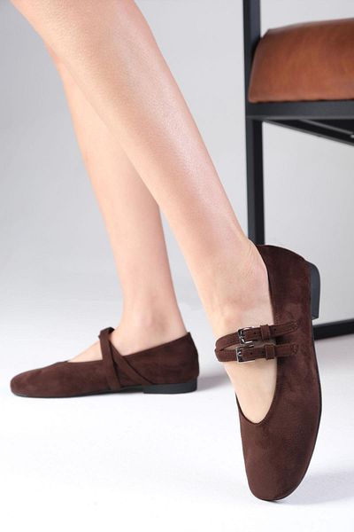 Mio Gusto Balerini de damă Daria Brown Scarfed