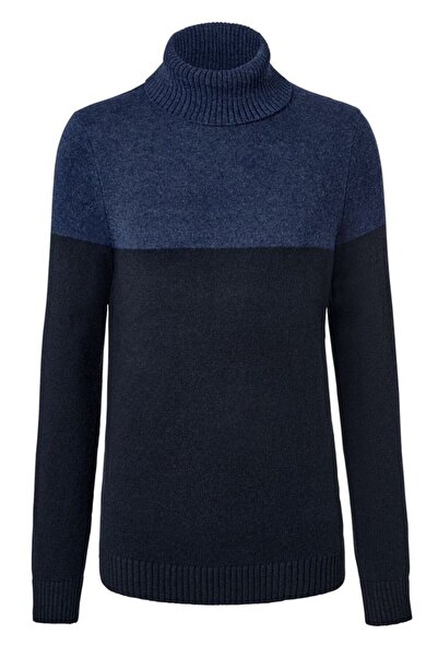 Tchibo Men Mock Neck Knitted Pullover Sweater, Navy Blue
