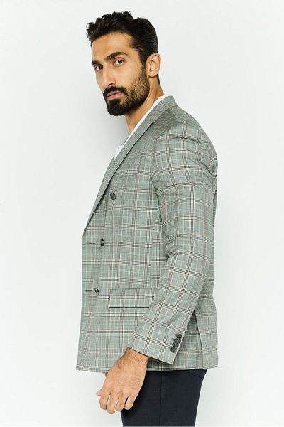 Calvin Klein Men Fitted Plaid Blazer, Grey Combo