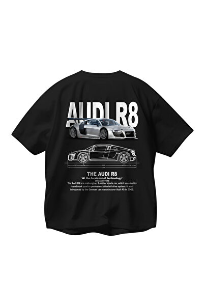 SVART WEAR Audi R8 tricou cu imprimeu supradimensionat Unisex Negru tricou