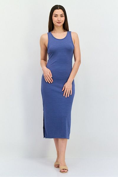 Roxy Women Textured Midi Casual Dress, Blue