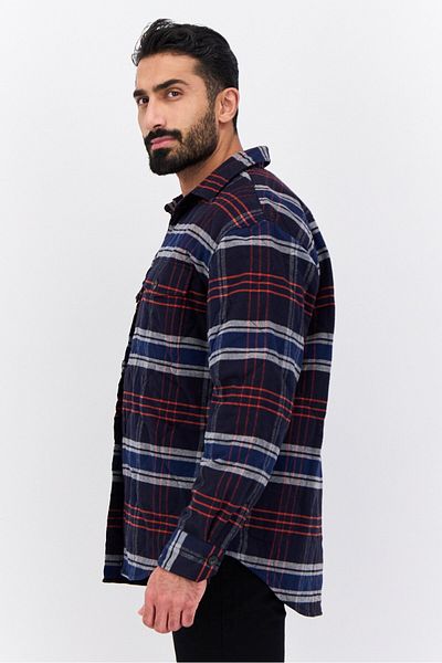 Gant Men Plaid Jacket Shirt, Evening Blue Combo