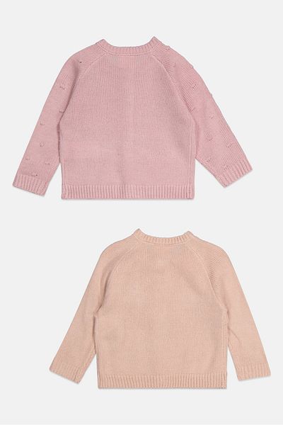 Rock A Bye Baby Boutique Toddlers Girl 2 Pcs Knitted Cardigans, Light Mauve