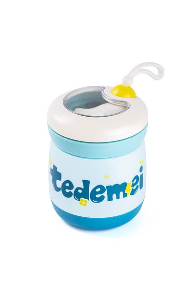 Tantitoni Tedemei Blue Stainless Steel Food Carriage Container with Spoon 450ml